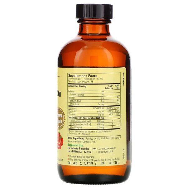 Cod Liver Oil Natural Strawberry Flavor (237 ml) Facts