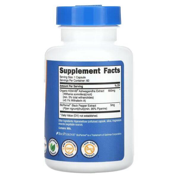 KSM-66® Ashwagandha Root Extract 600mg (60 Vcaps) Facts