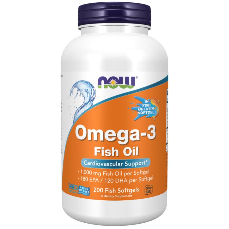 Omega-3 Fish Oil, Molecularly Destilled (200 Fish Softgels)