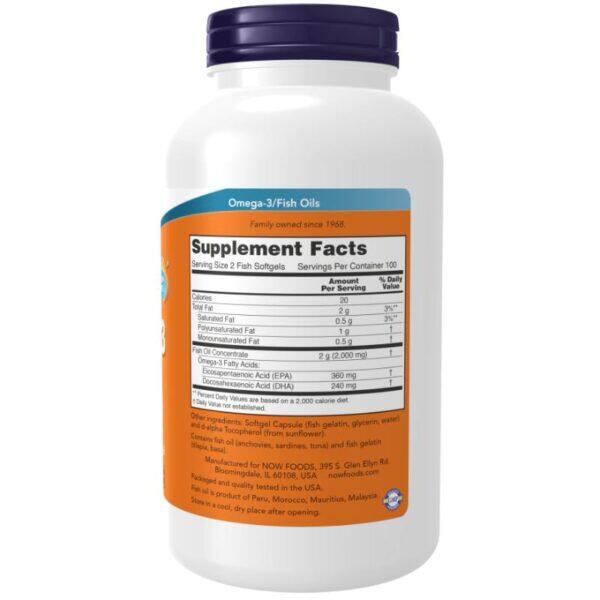 Omega-3 Fish Oil (200 Fish Softgels) labels