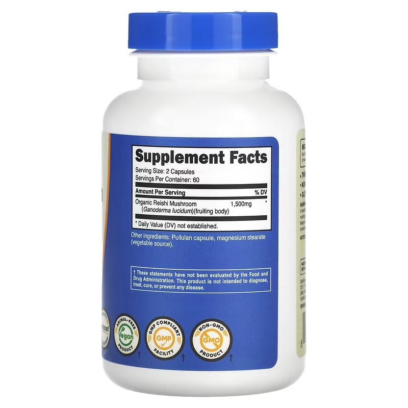 Reishi Mushroom 1500 mg (120 Caps) label
