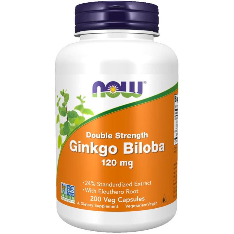 Now Foods Ginkgo Biloba Double Strength 120mg (200 Vcaps)