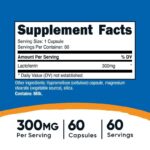 Lactoferrin 300mg (60 Caps) label Nutricost
