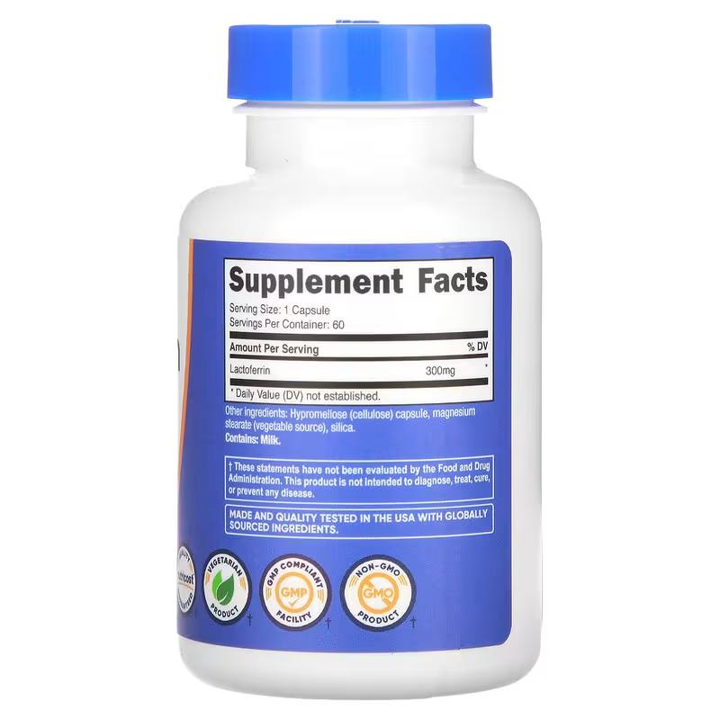 Lactoferrin 300 mg (60 Caps) Facts Nutricost