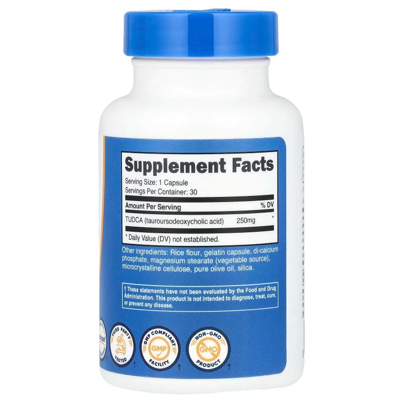 TUDCA 250 mg (30 Caps) Nutricost Label