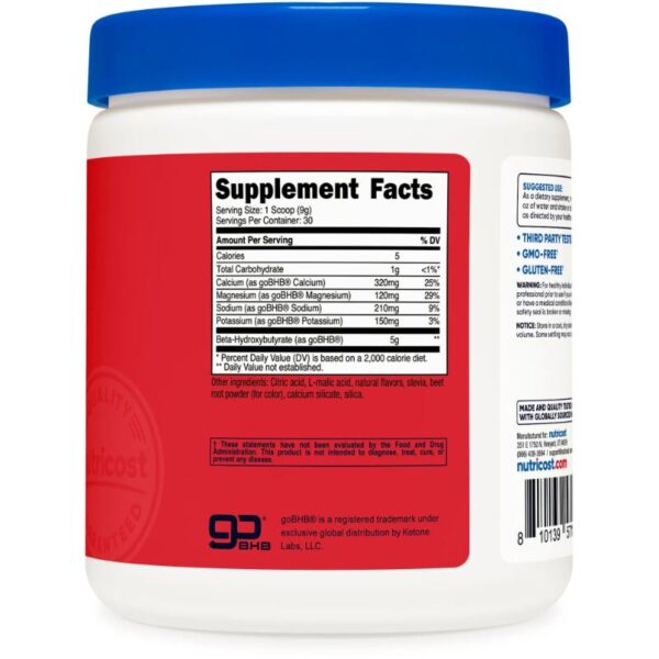 BHB Salts goBHB® (261 gram) Fruit Punch Nutricost